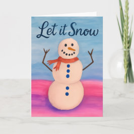 Met de hand geschilderde sneeuwman kerstgroet kaart