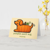 Met de hand geschilderde speelse herfstpompoen hon kaart (Gele Bloem)