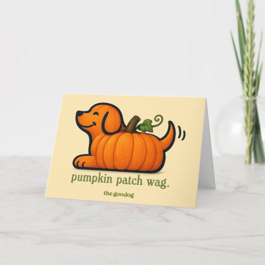 Met de hand geschilderde speelse herfstpompoen hon kaart (Voorkant)