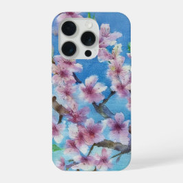 Met de hand geschilderde trendy waterverf kersenbl iPhone 15 pro case