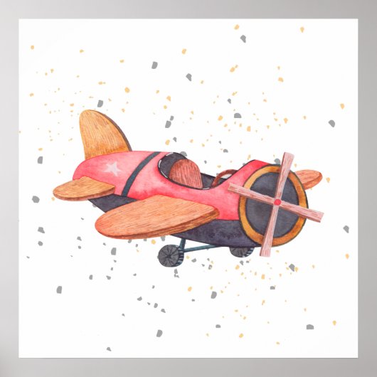 Met de hand geschilderde vliegtuigjongen babyslaap poster (Voorkant)