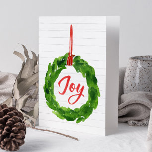 Met de hand geschilderde vrolijke krans kerstkaart feestdagen kaart