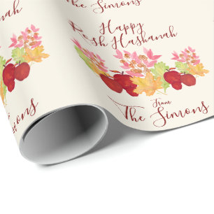 Met de hand geschilderde waterverf bladeren appels cadeaupapier
