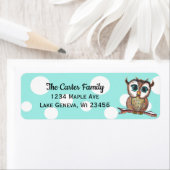 Met de hand geschilderde waterverf blauwgroen polk etiket (Insitu)