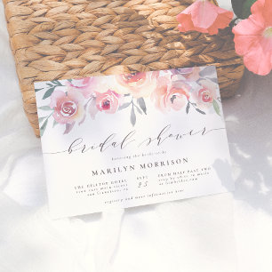 Met de Hand Geschilderde Waterverf Bloemen Bruidsd Kaart