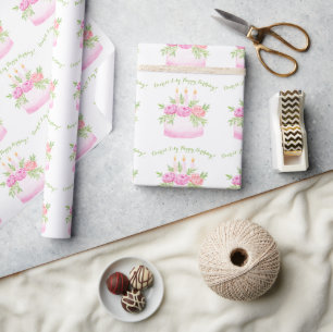 Met de hand geschilderde waterverf bloemige VERJAA Cadeaupapier