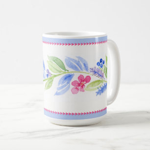 Met de hand geschilderde waterverf bloemmotieven i koffiemok