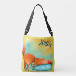 Met de Hand Geschilderde Waterverf Grappige Vos Crossbody Tas