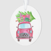 Met de hand geschilderde waterverf kerst auto ornament (voorkant)
