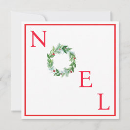 Met de hand geschilderde waterverf kerstkrans NOEL Feestdagenkaart
