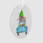 Met de hand geschilderde waterverf Kerstmis auto Ornament (voorkant)