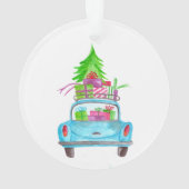 Met de hand geschilderde waterverf Kerstmis auto Ornament (achterkant)
