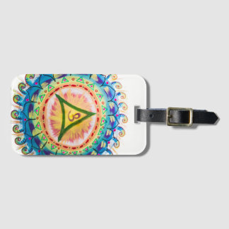 Met de hand geschilderde waterverf Om Mandala Bagagelabel