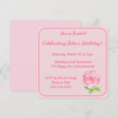 Met de hand geschilderde waterverf roos GELUKKIGE  Kaart (Voorkant / Achterkant)