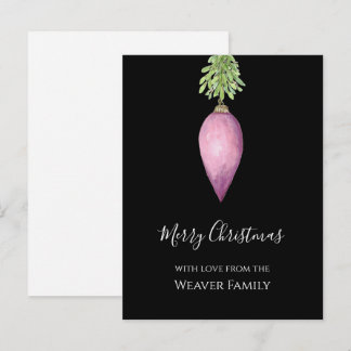 Met de hand geschilderde waterverf roze kerstbal feestdagenkaart