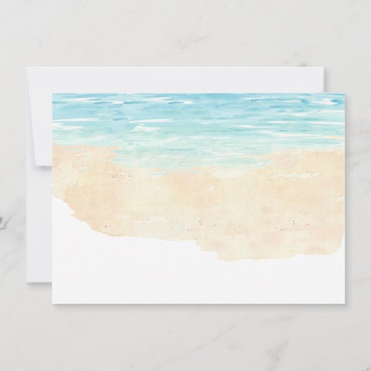 Met de hand geschilderde waterverf strand bruiloft kaart (Achterkant)