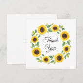 Met de hand geschilderde waterverf zonnebloem kran bedankkaart (Voorkant / Achterkant)