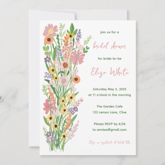 Met de hand geschilderde wilde bloemen Aangepaste Kaart (Voorkant)