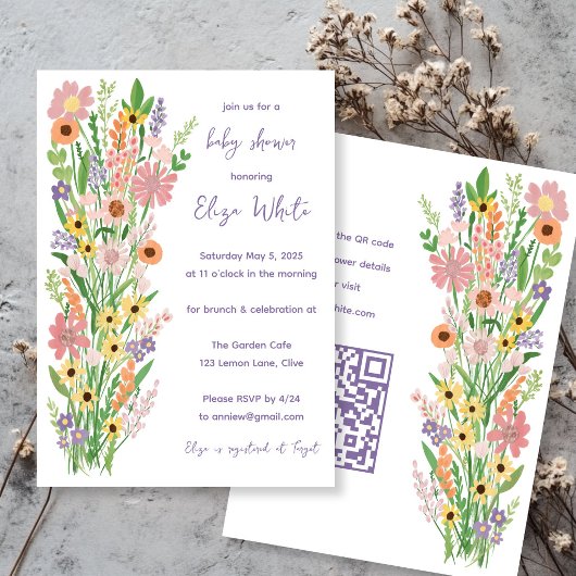 Met de hand geschilderde wilde bloemen aangepaste kaart