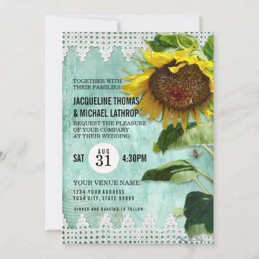 Met de hand geschilderde zonnebloem houten hek Bij Kaart (Voorkant)