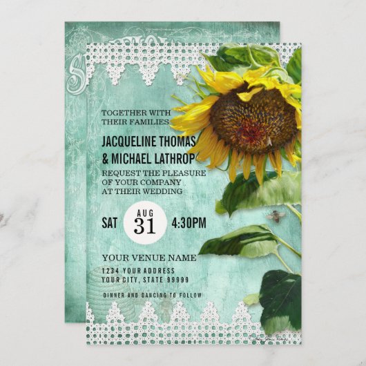 Met de hand geschilderde zonnebloem houten hek Bij Kaart (Voorkant / Achterkant)