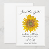 Met de hand geschilderde zonnebloem Save The Date (Voorkant / Achterkant)