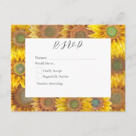 Met de hand geschilderde zonnebloemen R.S.V.P ansi Uitnodiging Briefkaart
