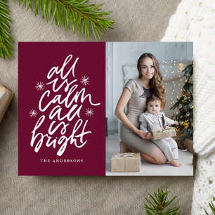 Met de hand geschreven All Is Calm All Is Bright F Feestdagenkaart