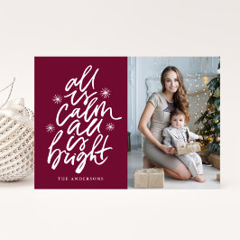 Met de hand geschreven All Is Calm All Is Bright F Feestdagenkaart