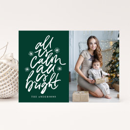 Met de hand geschreven All Is Calm All Is Bright G Feestdagenkaart