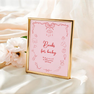 Met de hand geschreven babyfeestje, boeken voor ba poster