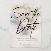 Met de hand geschreven beeldcollage Save The Date Folie Uitnodiging (Achterkant)