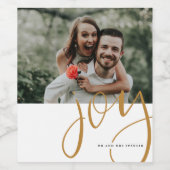 Met de hand geschreven blijdschap Aangepaste foto Wijn Etiket (Enkel label)