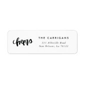 Met de hand geschreven Cheers keren het Adres Etik Etiket (Voorkant)