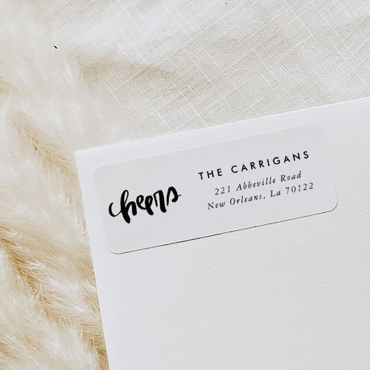 Met de hand geschreven Cheers keren het Adres Etik Etiket