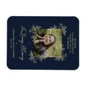 Met de Hand Geschreven Chic Bloemig Navy Trouw Her Magneet (Horizontaal)