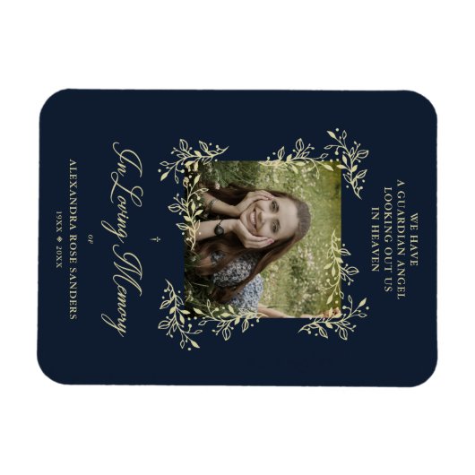 Met de Hand Geschreven Chic Bloemig Navy Trouw Her Magneet (Horizontaal)