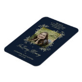 Met de hand geschreven chic bloemig navy trouwherd magneet (Linkerzijde)