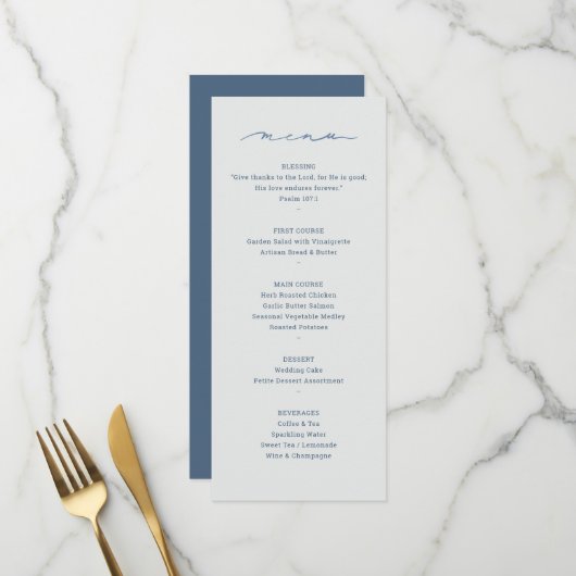 Met de hand geschreven Christelijk Trouwmenu met Z Menu (Voorkant / Achterkant in situ)