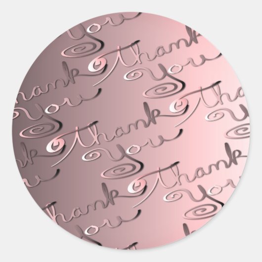 Met de hand geschreven "Dank je wel" in roze zilve Ronde Sticker (Voorkant)