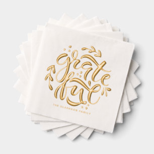 Met de hand geschreven dankbare krans Thanksgiving Folie Servetten