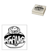 Met de hand geschreven dankjewel in een Matroesjka Rubberstempel (Gestempeld)