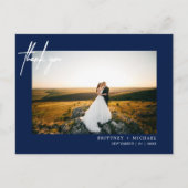 Met de hand geschreven Eenvoudige Foto Dank u Navy Briefkaart (Voorkant)