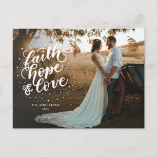 Met de hand geschreven Faith, Hope, en Love-foto  Feestdagenkaart