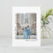 Met de hand geschreven foto save the date kaart (Staand voorkant)
