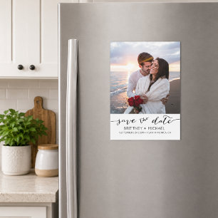 Met de hand geschreven foto Save the Date Magnetische Uitnodiging