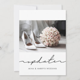 Met de hand geschreven foto van uitgestelde huweli aankondiging