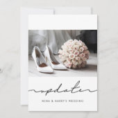 Met de hand geschreven foto van uitstel van de bru aankondiging (Voorkant)