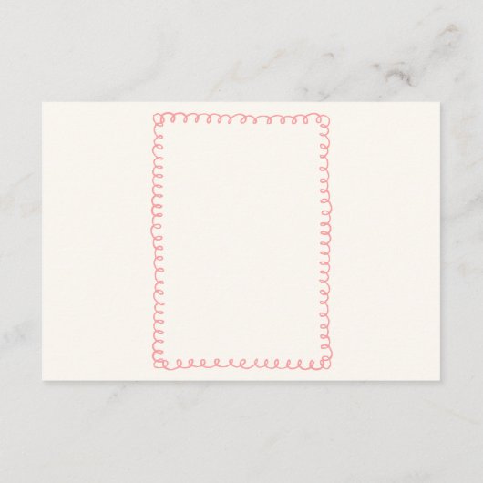 Met de hand geschreven Franse roze en groene huwel Informatiekaartje (Achterkant)