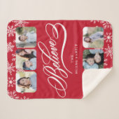 Met de hand geschreven geloof Kerstmis + Naam Foto Sherpa Deken (Voorkant (horizontaal))